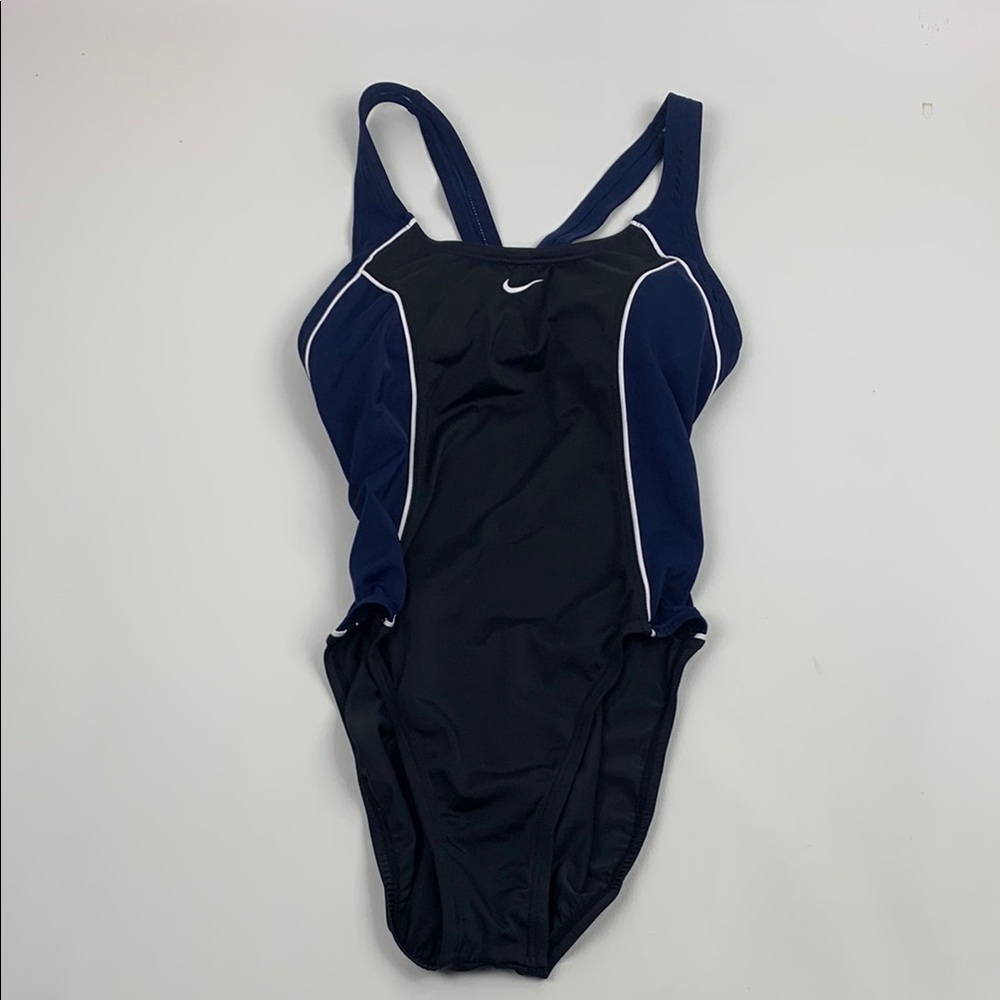 Nike Blue Athletic One Piece Swimsuit Navy Blue Black Size Medium 8